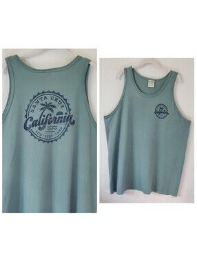 Comfort Wash Men's Sage Green Santa Cruz California Graphic Tank Top XL